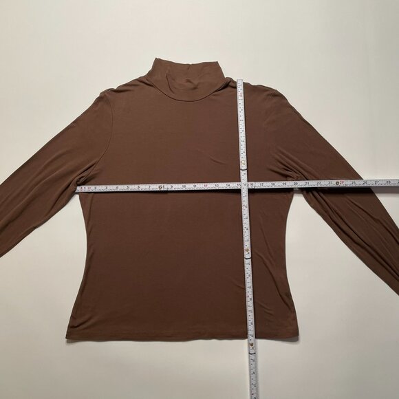 Curvy Size 2X! Cocoa Brown Turtleneck Top | Sleek Layering for Fall Capsules - Picture 6 of 10